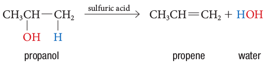 Dehydration reaction of propanol